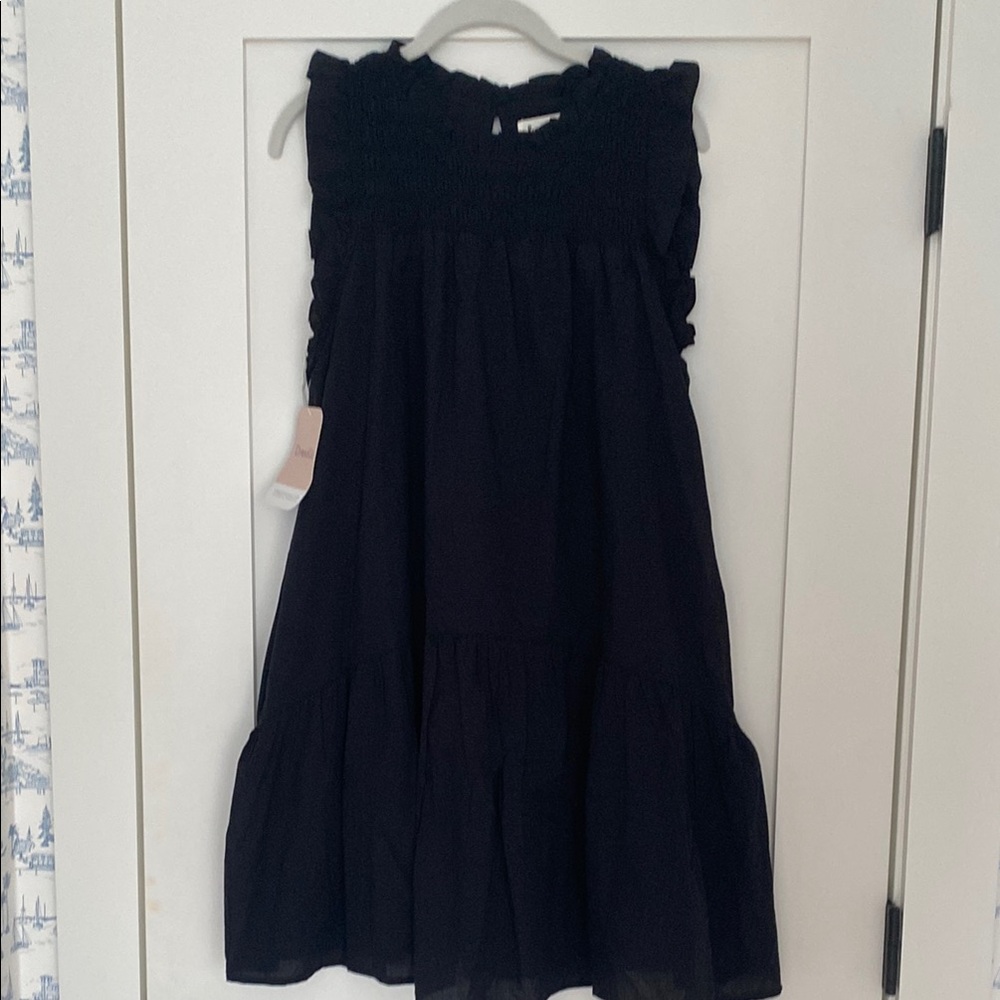Black Sleeveless Ruffled Smocked  Dress